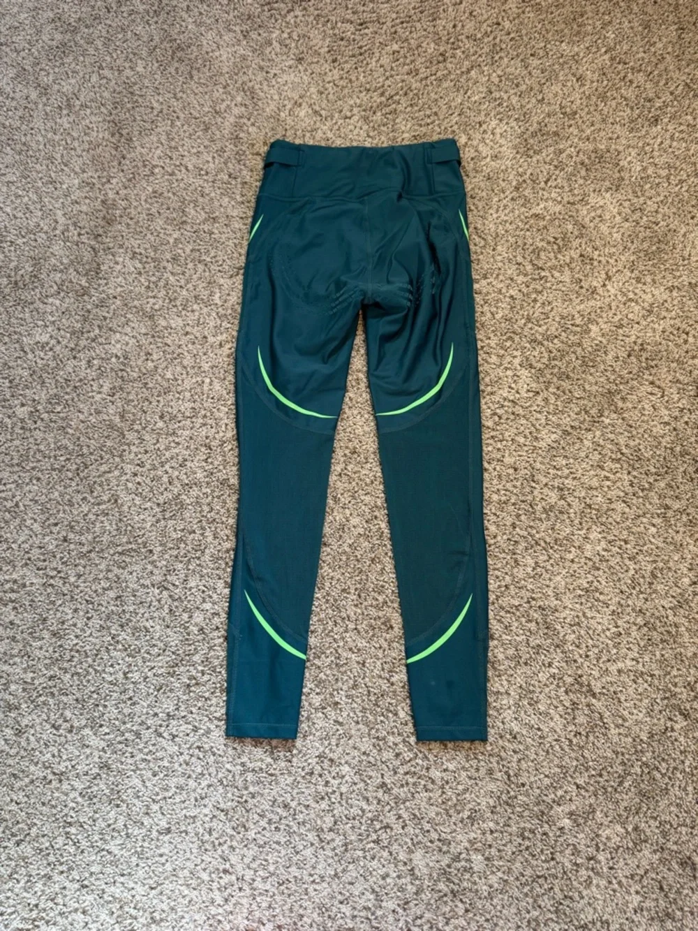 Fanka Body Sculpt Mesh Leggings Teal with Neon Green Accents - M - Picture 2 of 5